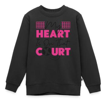Volleyball Player Team My Heart Is - Kids Premium Organic Sweatshirt - black - Front - AI Model Kid Female (0cm)