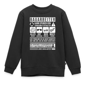Bauarbeiter Baustelle - Kinder Premium Organic Sweatshirt - Schwarz - Vorne - AI Model Kid Female (0cm)