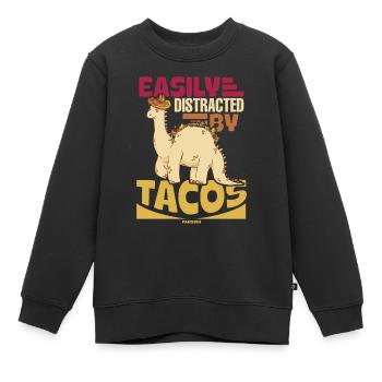 Facilement distrait par les tacos - Sweat Premium enfant bio - noir - Devant - AI Model Kid Female (0cm)