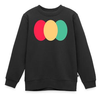 Trois Ovales - Rouge - Jaune - Vert - Sweat Premium enfant bio - noir - Devant - AI Model Kid Female (0cm)