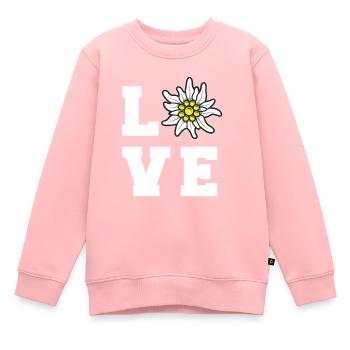 Edelweiß LOVE Alpen Berge Alpen-Edelweiß Wandern - Kinder Premium Organic Sweatshirt - Rosa - Vorne - AI Model Kid Female (0cm)