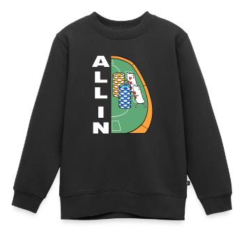 Joueur de poker 7 et 2 cartes de poker All In Poker - Sweat Premium enfant bio - noir - Devant - AI Model Kid Female (0cm)