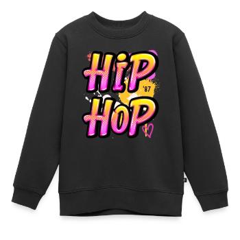 Hip Hop '87 - Sweat Premium enfant bio - noir - Devant - AI Model Kid Female (0cm)