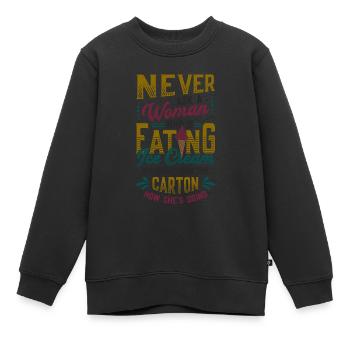 Traurige Frauen Herzschmerz Liebeskummer Eiscreme - Kinder Premium Organic Sweatshirt - Schwarz - Vorne - AI Model Kid Female (0cm)