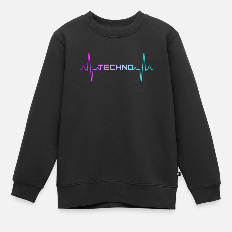 Techno Herzschlag - Kinder Premium Organic Sweatshirt - Schwarz