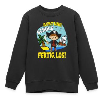 Schulkind Schulanfang Pirat Einschulung Junge - Kinder Premium Organic Sweatshirt - Schwarz - Vorne - AI Model Kid Female (0cm)