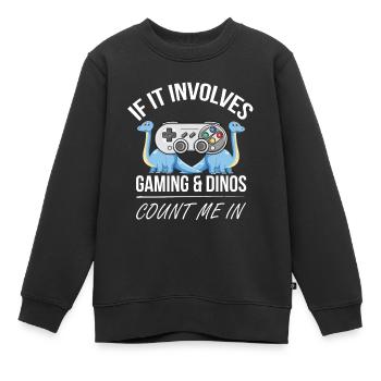 Dinosaurier Konsole Spiele - Kinder Premium Organic Sweatshirt - Schwarz - Vorne - AI Model Kid Female (0cm)