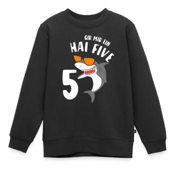 5 Jahre Jungen Hai Five Geburtstagsmotiv Geschenk - Kinder Premium Organic Sweatshirt - Schwarz - Vorne - AI Model Kid Female (0cm)
