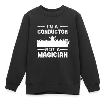 Chef d’orchestre et non magicien Direction d’orchestre avec une baguette - Sweat Premium enfant bio - noir - Devant - AI Model Kid Female (0cm)