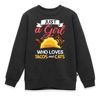 Tacocat Taco Chat Chat Chat Fast Food - Sweat Premium enfant bio - noir - Devant - AI Model Kid Female (0cm)