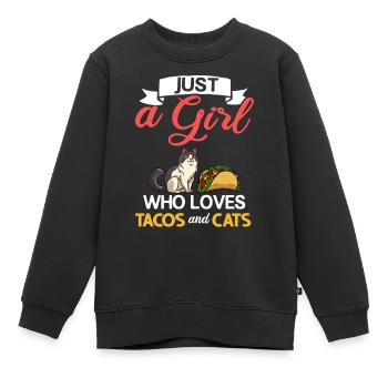 Tacocat Taco Chat Chat Chat Fast Food - Sweat Premium enfant bio - noir - Devant - AI Model Kid Female (0cm)