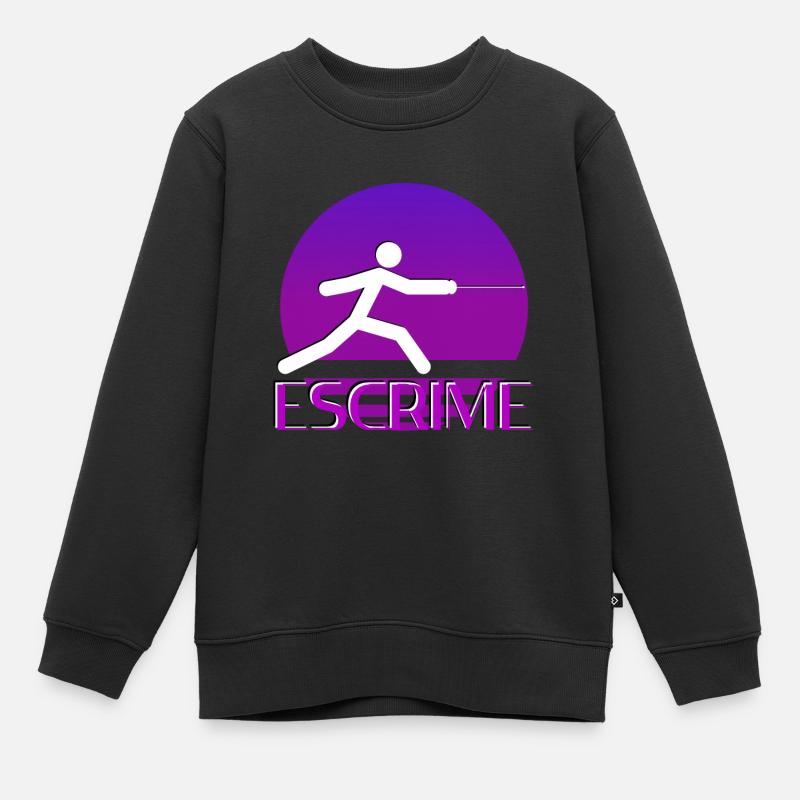 escrime pixel art - Sweat Premium enfant bio - noir