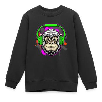 Monkey DJ mit Kopfhörer und Sonnenbrille Geschenki - Kinder Premium Organic Sweatshirt - Schwarz - Vorne - AI Model Kid Female (0cm)