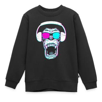 Monkey DJ mit Kopfhörer & Sonnenbrille Geschenk - Kinder Premium Organic Sweatshirt - Schwarz - Vorne - AI Model Kid Female (0cm)