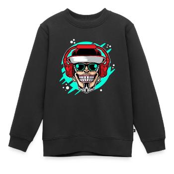 Monkey DJ mit Kopfhörer & Sonnenbrille Geschenkide - Kinder Premium Organic Sweatshirt - Schwarz - Vorne - AI Model Kid Female (0cm)