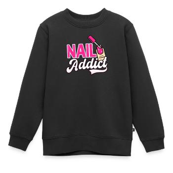 Nail Tech Accro aux ongles - Sweat Premium enfant bio - noir - Devant - AI Model Kid Female (0cm)