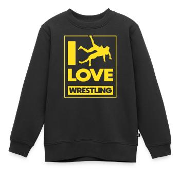 I Love Wrestling Wrestling Wrestling Wrestlers - Kids Premium Organic Sweatshirt - black - Front - AI Model Kid Female (0cm)