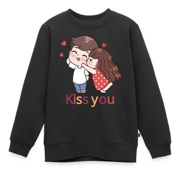 Liebe - Kinder Premium Organic Sweatshirt - Schwarz - Vorne - AI Model Kid Female (0cm)