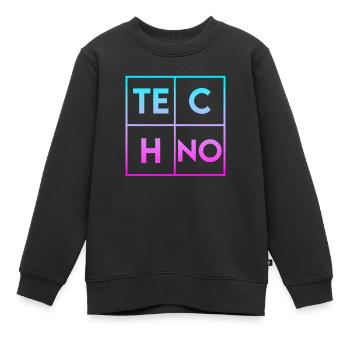 Techno - Sweat Premium enfant bio - noir - Devant - AI Model Kid Female (0cm)