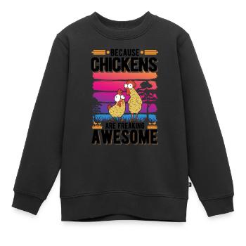 Poulailler d’éleveur de poulet - Sweat Premium enfant bio - noir - Devant - AI Model Kid Female (0cm)