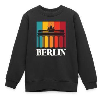 Berlin Retro Brandenburger Tor Deutschland - Kinder Premium Organic Sweatshirt - Schwarz - Vorne - AI Model Kid Female (0cm)