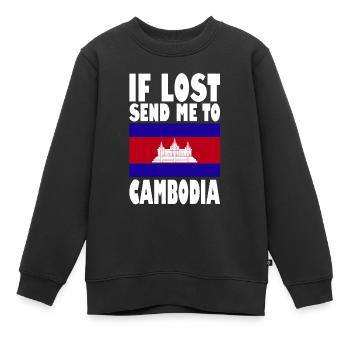 Drapeau du Cambodge Disant - Sweat Premium enfant bio - noir - Devant - AI Model Kid Female (0cm)