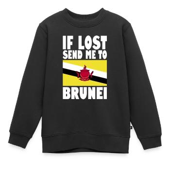 Drapeau du Brunei - Sweat Premium enfant bio - noir - Devant - AI Model Kid Female (0cm)