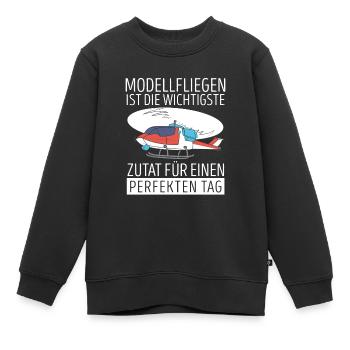 Modellfliegen Ist Die Wichtigste Zutat - Kinder Premium Organic Sweatshirt - Schwarz - Vorne - AI Model Kid Female (0cm)
