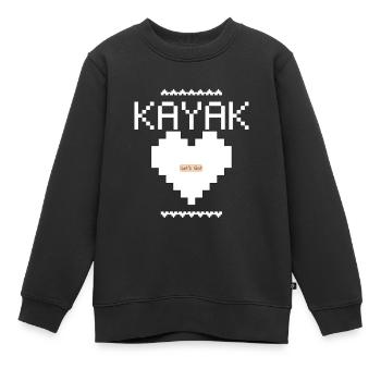 kayak pixel start - Sweat Premium enfant bio - noir - Devant - AI Model Kid Female (0cm)