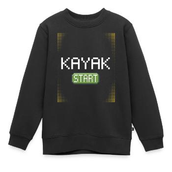 kayak pixel start - Sweat Premium enfant bio - noir - Devant - AI Model Kid Female (0cm)