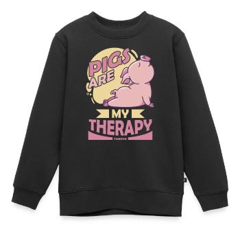 Pig - Kids Premium Organic Sweatshirt - black - Front - AI Model Kid Female (0cm)