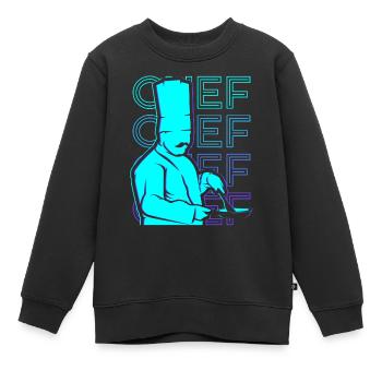 Chefkoch Kochen Retro Geschenk - Kinder Premium Organic Sweatshirt - Schwarz - Vorne - AI Model Kid Female (0cm)