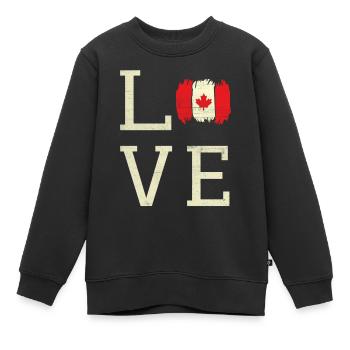 Love Canada Proud Canadian Flag Canada Day - Kinder Premium Organic Sweatshirt - Schwarz - Vorne - AI Model Kid Female (0cm)