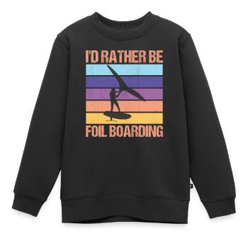 I’d Rather Be WingFoil Boarding - Surfeur Hydrofoil - Sweat Premium enfant bio - noir - Devant - AI Model Kid Female (0cm)