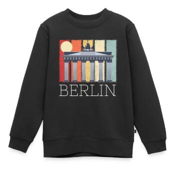 Brandenburger Tor Berlin Mond Deutschland - Kinder Premium Organic Sweatshirt - Schwarz - Vorne - AI Model Kid Female (0cm)
