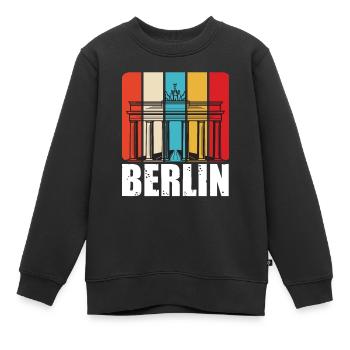 Berlin Retro Vintage Brandenburger Tor Deutsch - Kinder Premium Organic Sweatshirt - Schwarz - Vorne - AI Model Kid Female (0cm)