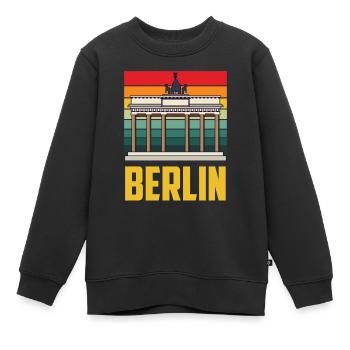 Berlin Brandenburger Tor Retro Deutsch - Kinder Premium Organic Sweatshirt - Schwarz - Vorne - AI Model Kid Female (0cm)