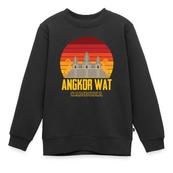 Angkor Wat Cambodge Temple Asie - Sweat Premium enfant bio - noir - Devant - AI Model Kid Female (0cm)