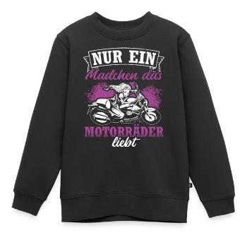 Nur ein Mädchen das Motorräder liebt - Bikerin Fra - Kinder Premium Organic Sweatshirt - Schwarz - Vorne - AI Model Kid Female (0cm)
