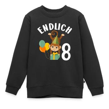8. Geburtstag 8 Jahre Affen Motiv Jungen Geschenk - Kinder Premium Organic Sweatshirt - Schwarz - Vorne - AI Model Kid Female (0cm)