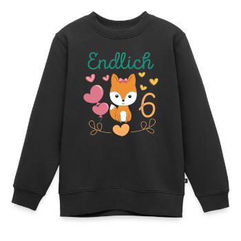 Fuchs Geburtstagshirt Endlich 6 Jahre Mädchen - Kinder Premium Organic Sweatshirt - Schwarz - Vorne - AI Model Kid Female (0cm)