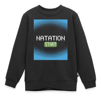 natation start pixel - Sweat Premium enfant bio - noir - Devant - AI Model Kid Female (0cm)