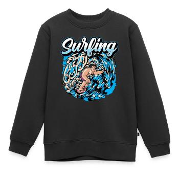 Surf Surf Surf Surf Surf Surfer - Sweat Premium enfant bio - noir - Devant - AI Model Kid Female (0cm)
