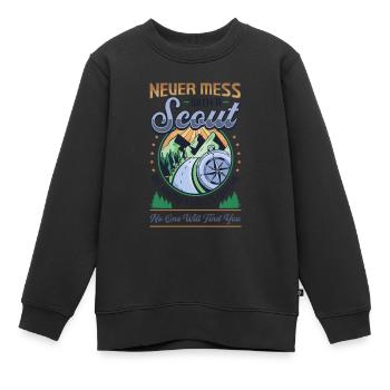 Leg dich niemals mit einem Scout an - Kinder Premium Organic Sweatshirt - Schwarz - Vorne - AI Model Kid Female (0cm)