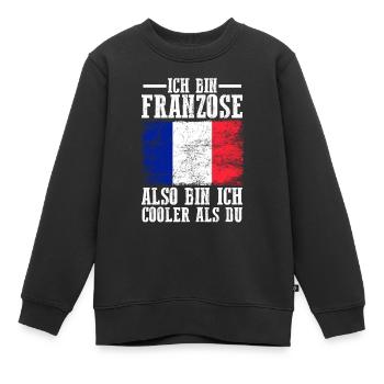 Frankreich Franzose Französisches - Kinder Premium Organic Sweatshirt - Schwarz - Vorne - AI Model Kid Female (0cm)