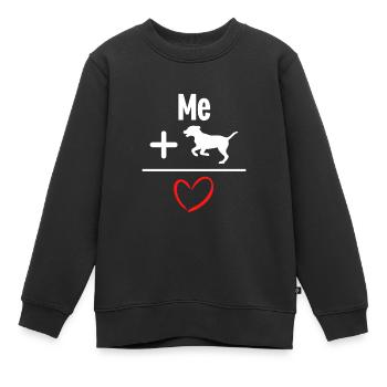 Moi + Chien = Amour - Sweat Premium enfant bio - noir - Devant - AI Model Kid Female (0cm)