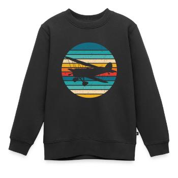 Flugzeug Retro Pilot Geschenk Fliegen Flugsport - Kinder Premium Organic Sweatshirt - Schwarz - Vorne - AI Model Kid Female (0cm)