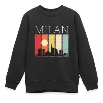 Mailand Mond Skyline Retro Mailänder Dom - Kinder Premium Organic Sweatshirt - Schwarz - Vorne - AI Model Kid Female (0cm)