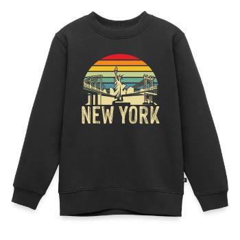 NY Freiheitsstatue New York Big Apple NYC Skyline - Kinder Premium Organic Sweatshirt - Schwarz - Vorne - AI Model Kid Female (0cm)
