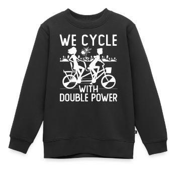 Wir Fahren Mit Einem Doppel -Power -Tandem - Kinder Premium Organic Sweatshirt - Schwarz - Vorne - AI Model Kid Female (0cm)